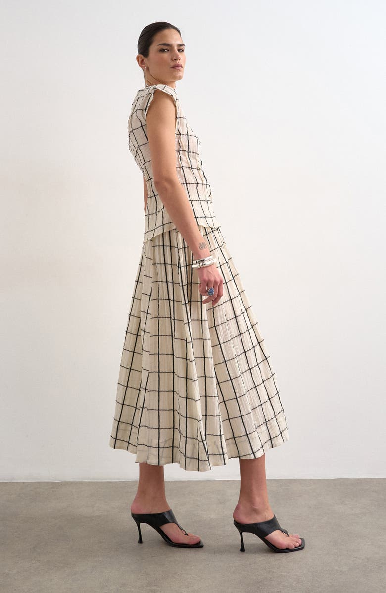 Topshop Pintuck Crinkle Funnel Neck Top, Alternate, color, Stone