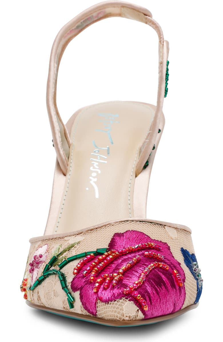 Betsey Johnson April Pointed Toe Slingback Pump, Alternate, color, Blush Multi Floral