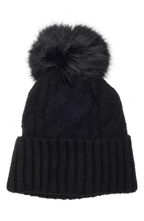 Faux Fur Pompom Beanie