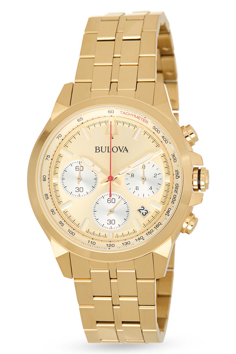 Quartz Chronograph Bracelet Watch, 43mm, Main, color, GOLD