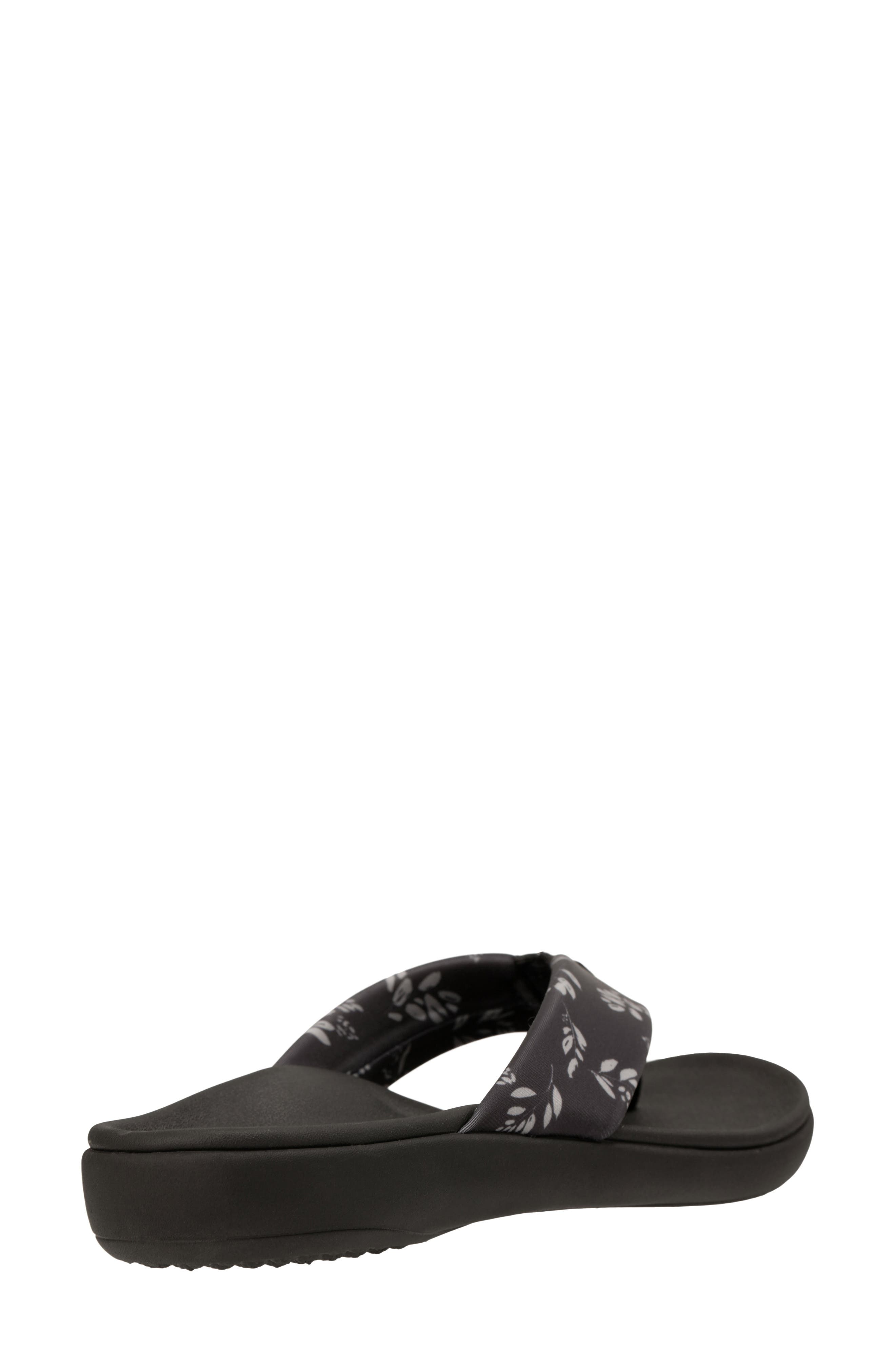 Dahlia Botanical Orthotic Flip Flop, Alternate, color, BLACK