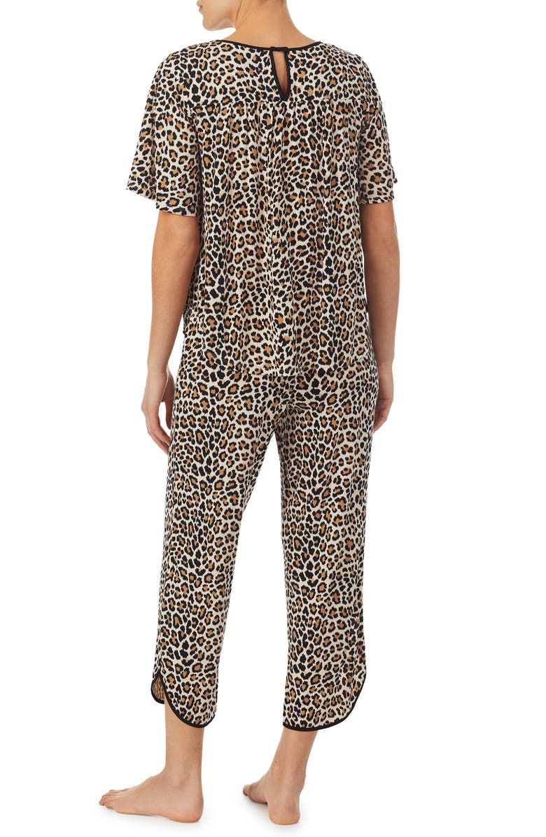 Kate Spade New York animal print crop pajamas, Alternate, color,