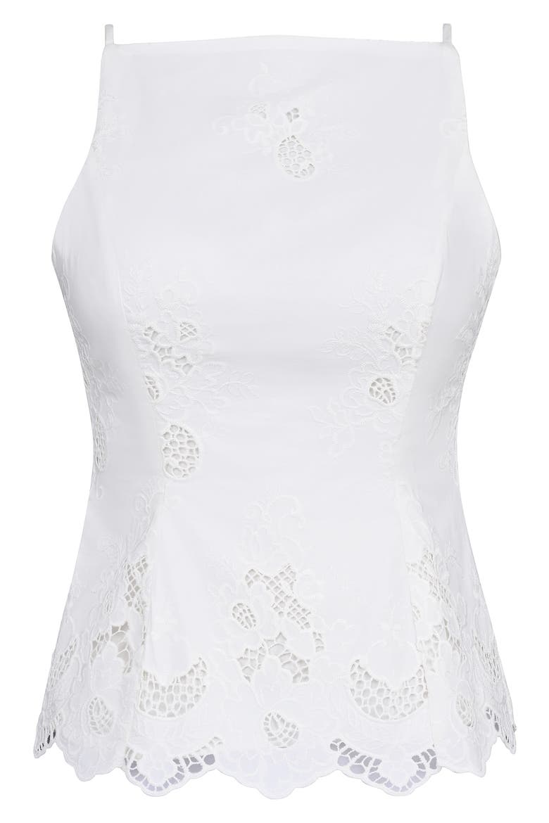 Nolia Broderie Anglaise Cotton Bow Back Top, Alternate, color, WHITE