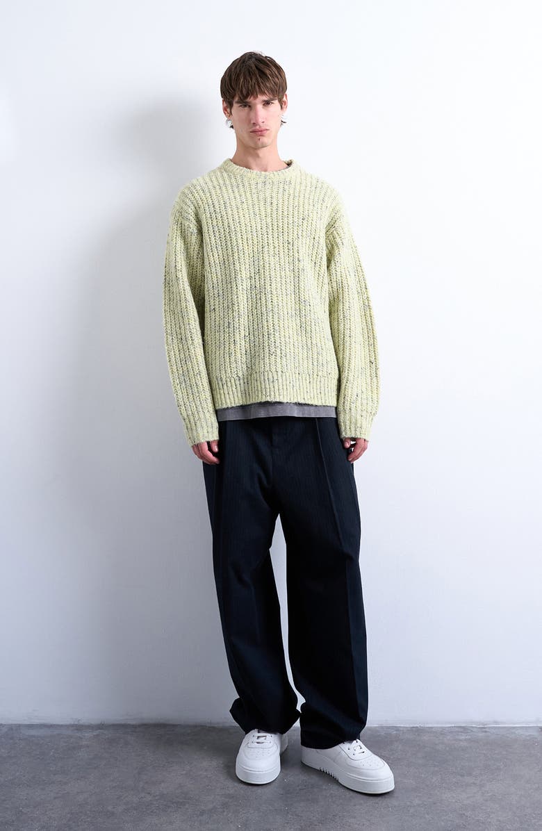 Topman Relaxed Fit Ribbed Knit Sweater, Alternate, color, Green