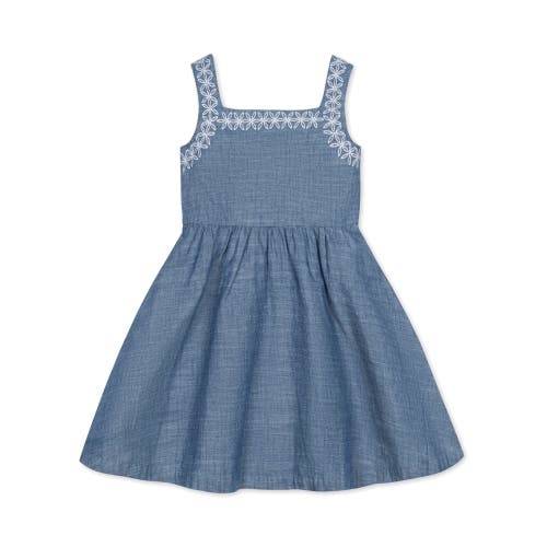 Shop Hope & Henry Girls' Organic Chambray Sundress With Embroidery, Kids In Blue Chambray