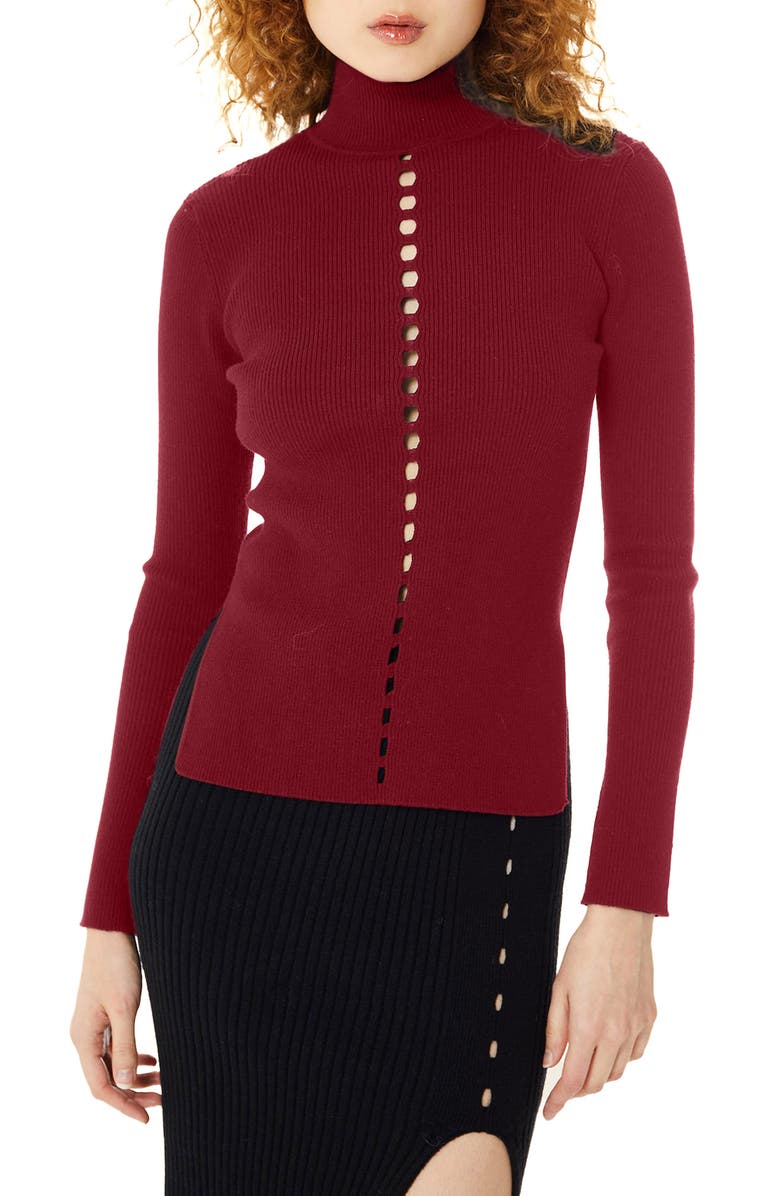 Find Me Now Turtleneck Rib Top, Main, color, Sangria