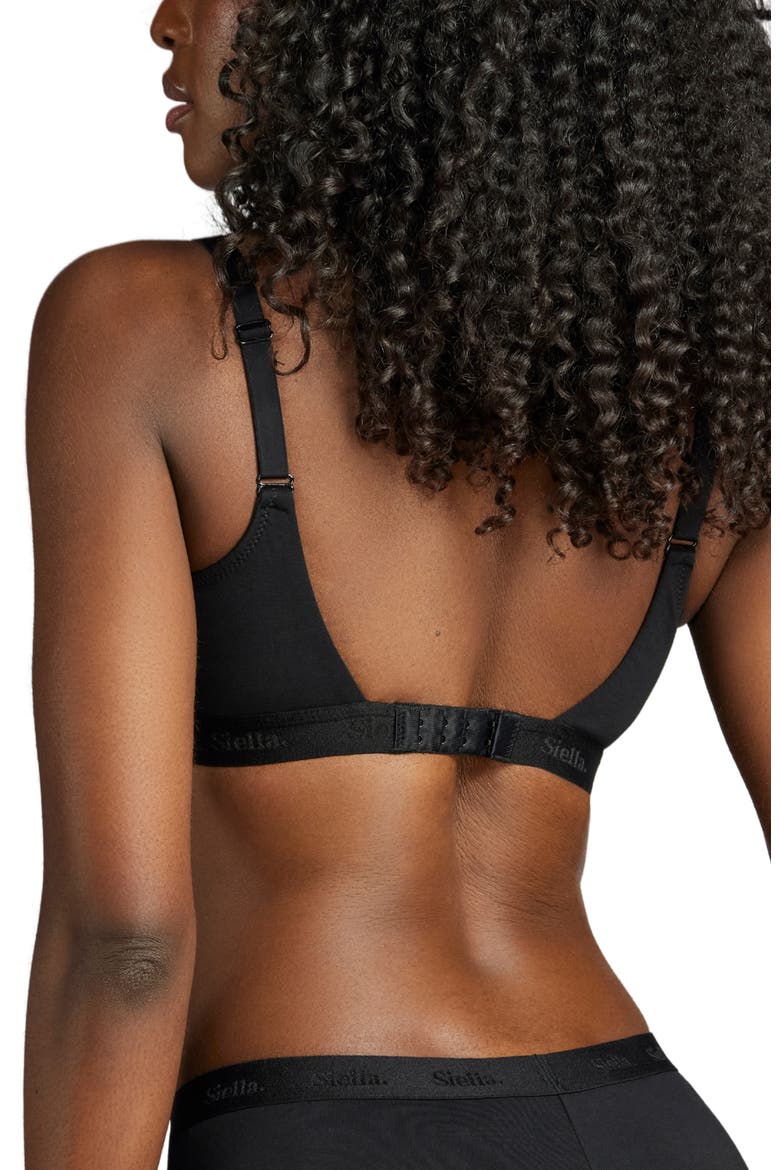 Organic Cotton Scoop Neck Bra, Alternate, color, Black