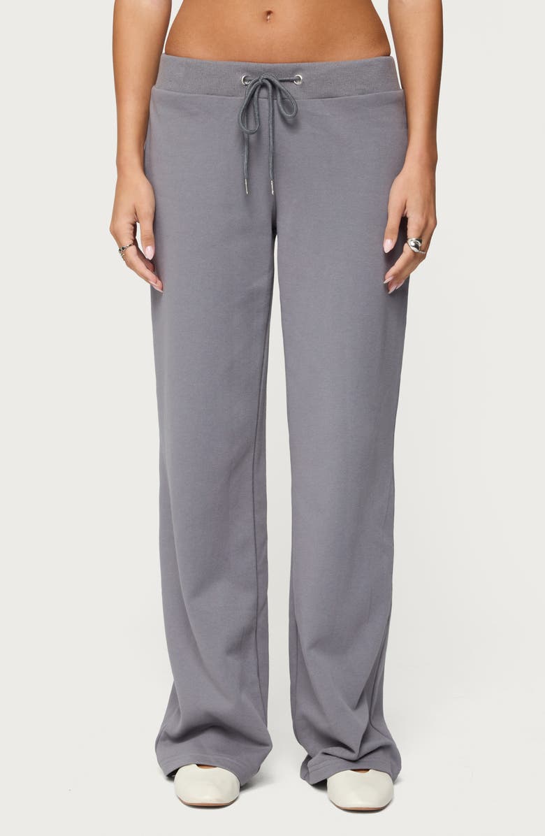 EDIKTED Quinn Cotton Blend Straight Leg Sweatpants, Main, color, Gray