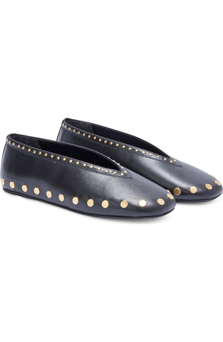 Ganni Jenny Studded Ballet Flat, Main, color, Black