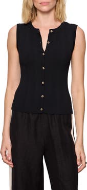 Sanctuary Manhattan Rib Knit Button-Up Sweater Tank