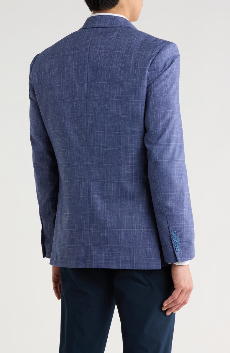Tahari Slim Fit Tonal Windowpane Plaid Blazer, Alternate, color, Navy