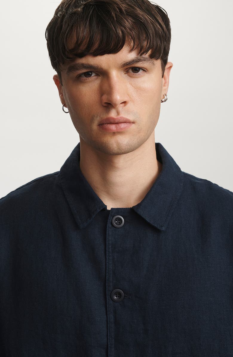 Mavi Jeans Relaxed Fit Linen Button-Up Shirt, Alternate, color, Dark Sapphire