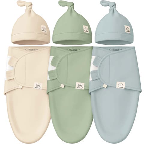3-Pack Soothe Swaddle Wraps with Knot Hats