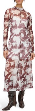 ALIGNE Starla Abstract Print Long Sleeve Mesh Dress