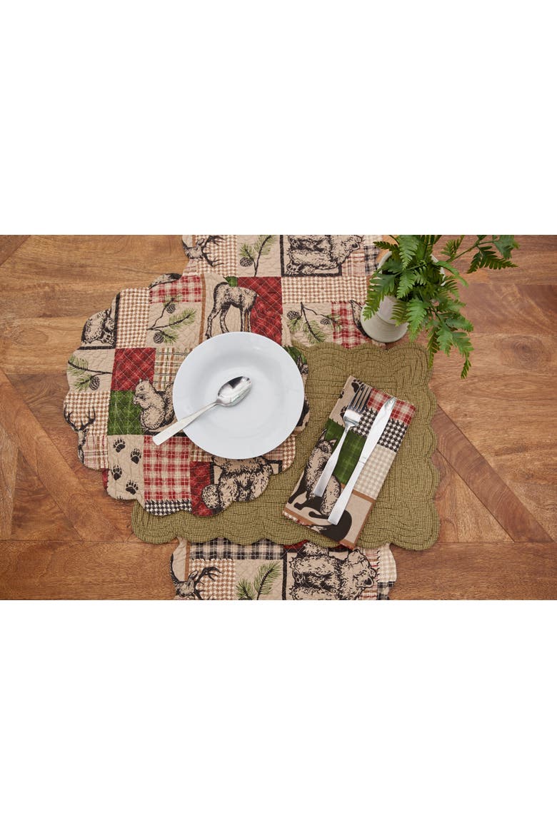 Caleb Deer Bear Green Cabin Lodge Napkin Set of 6, Alternate, color, Brown