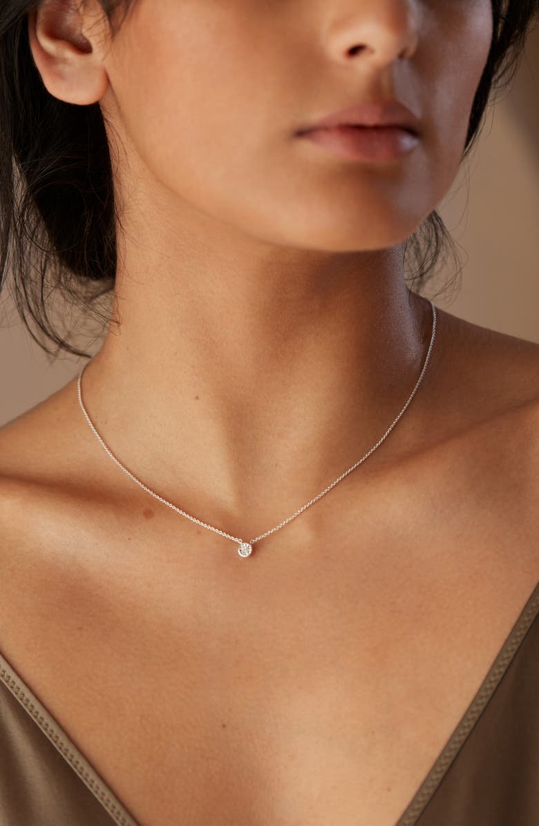 Monica Vinader Essential Diamond Necklace, Alternate, color, Silver