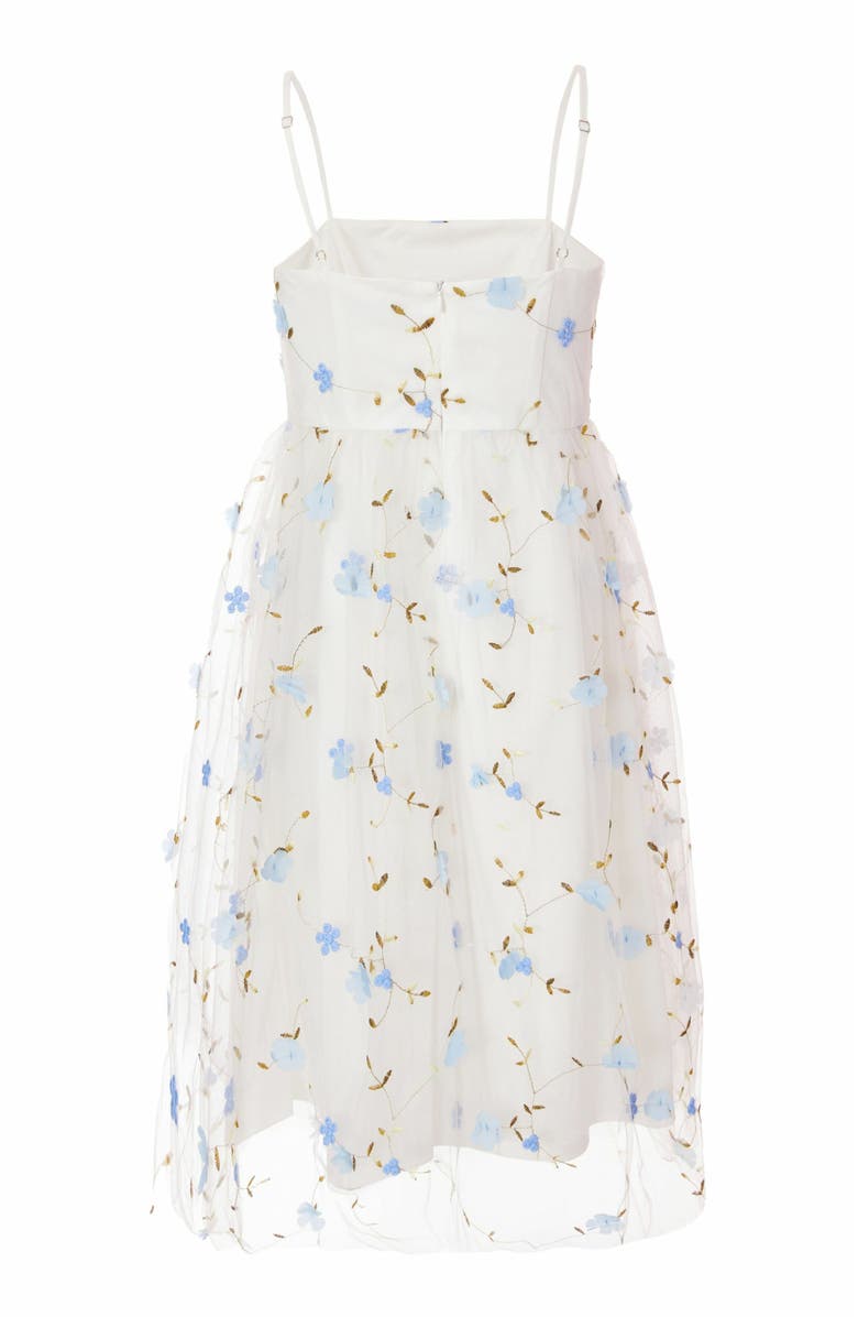 QUIZ Embroidered Mesh Floral Midi Dress, Alternate, color, White