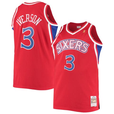 Men's Mitchell & Ness Allen Iverson Red Philadelphia 76ers 1996/97 Big & Tall Hardwood Classics Swingman Jersey