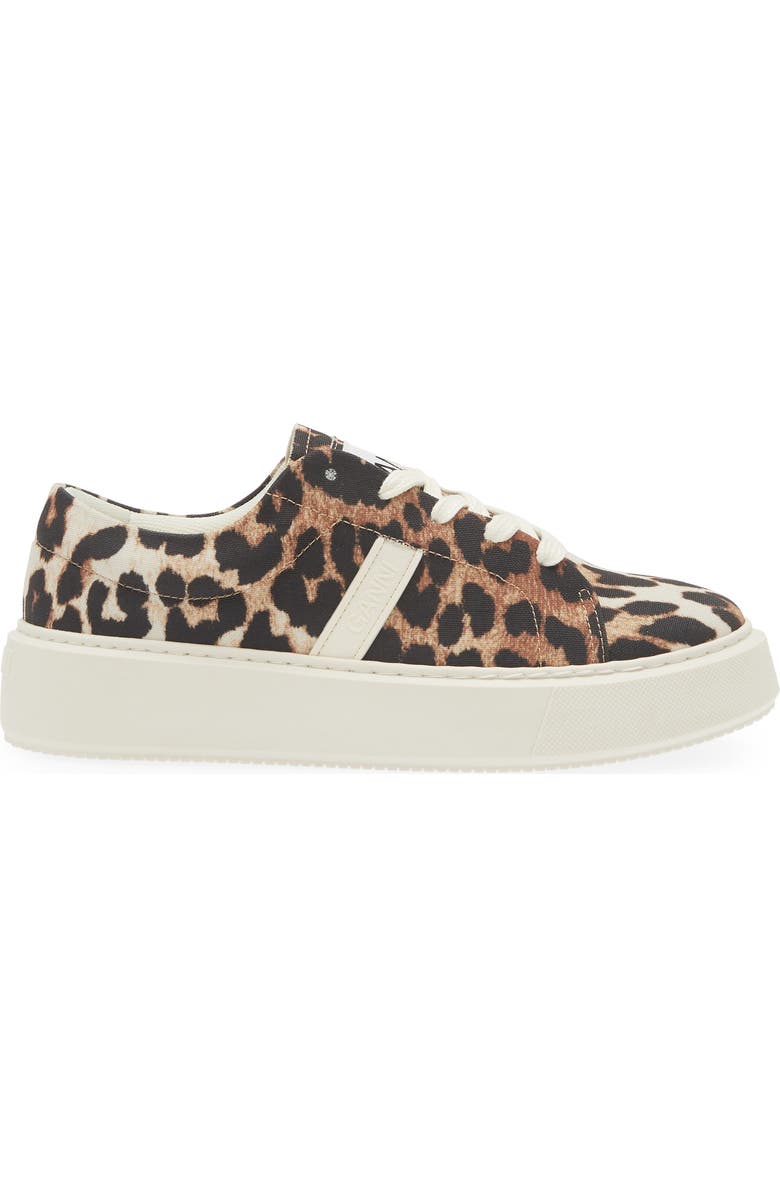 Ganni Sporty Mix Leopard Print Sneaker, Alternate, color,