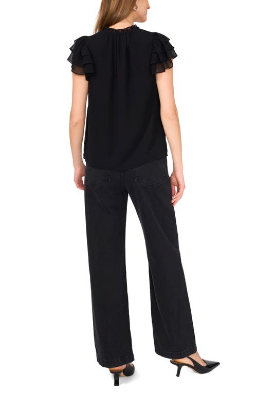 1.state Ruffle Flutter Sleeve Top In Rich Black