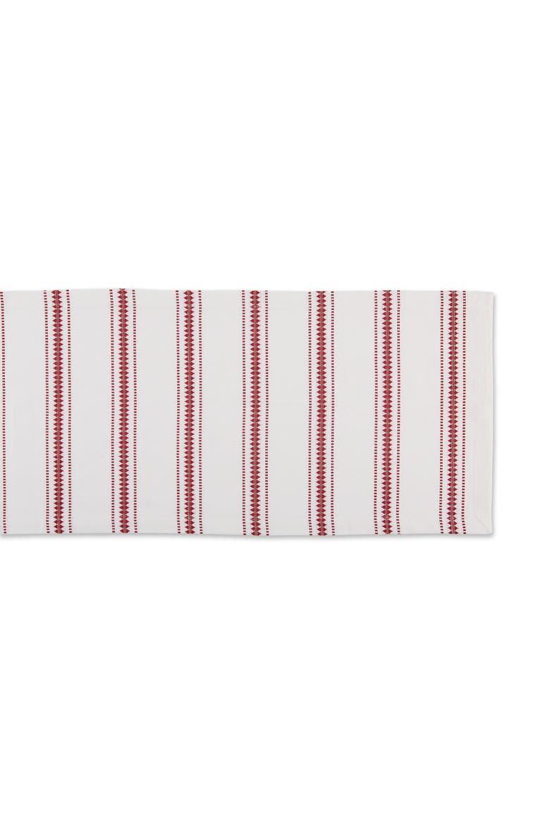 Zig Dobby Stripe Table Runner, Alternate, color, Barn Red
