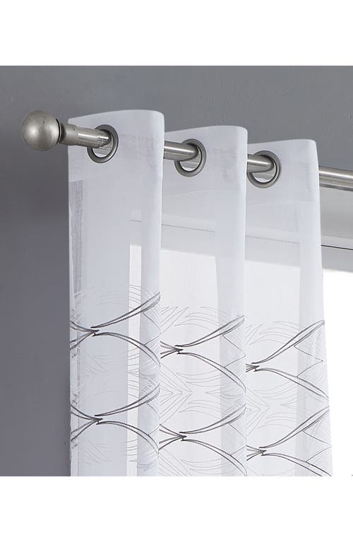 Dainty Home Set Of 2 Print Sheer Curtain Panels In Silver