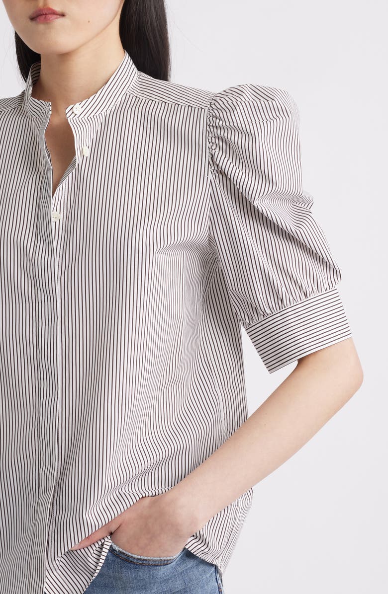 The Shirred Puff Sleeve Stripe Organic Cotton Top