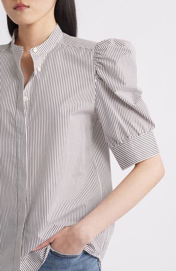 The Shirred Puff Sleeve Stripe Organic Cotton Top