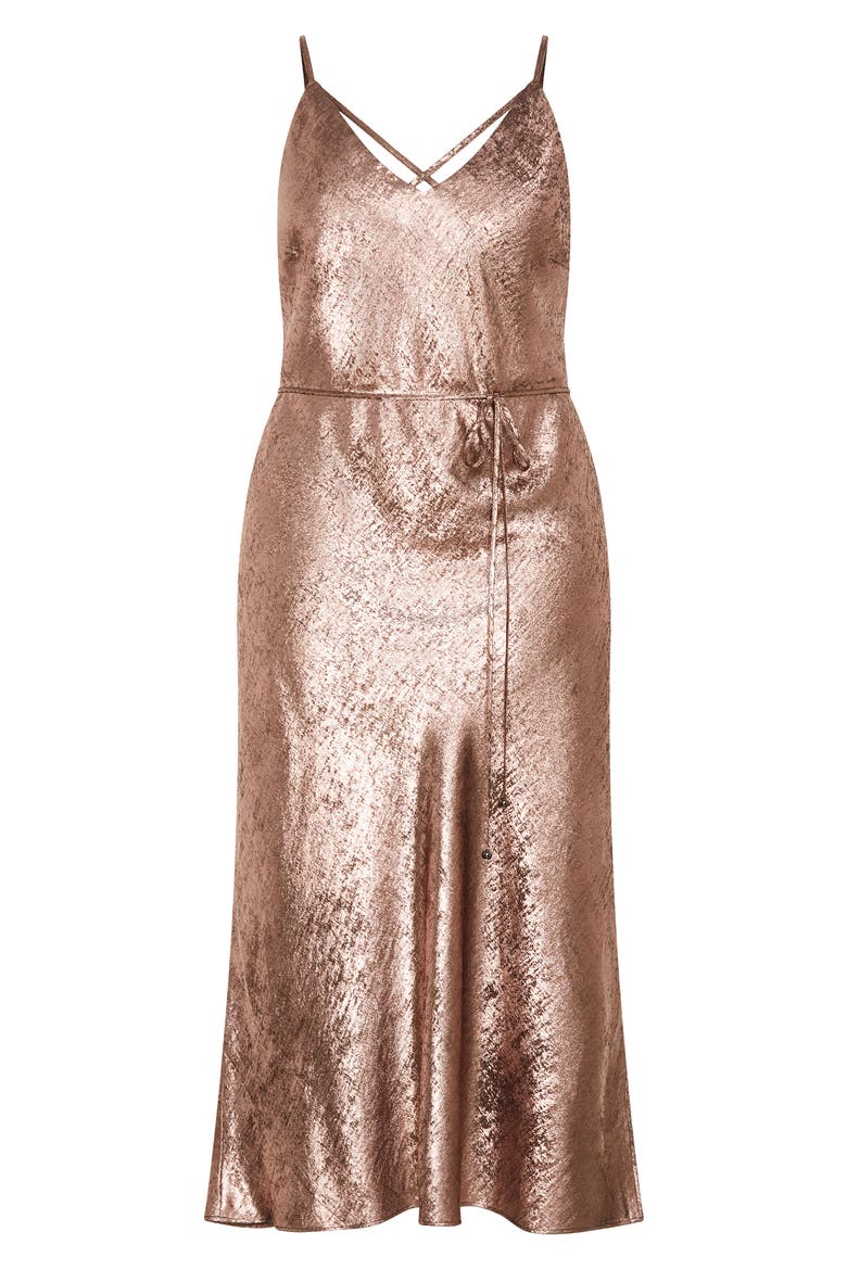 Mariam Metallic Midi Dress, Alternate, color, GOLD