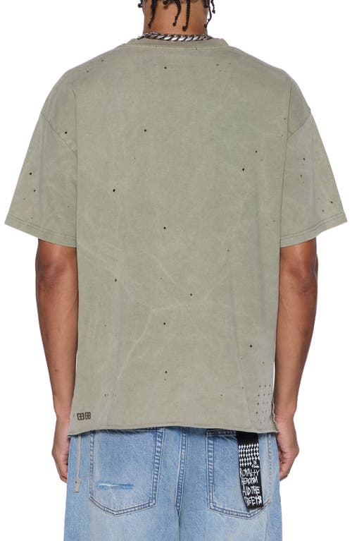 Ksubi Blasted Ekcess Oversize Distressed Graphic T-shirt In Gray