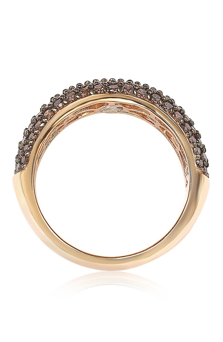 SUZY LEVIAN Rose-Tone Sterling Silver Pave Chocolate CZ Eternity Band Ring, Alternate, color, Brown