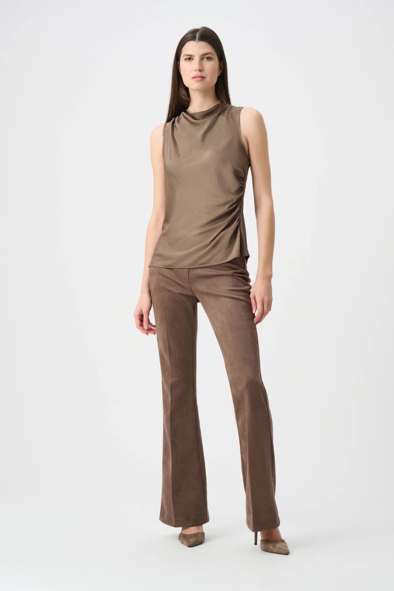 Scuba Suede Flared Pull-On Pants, Alternate, color, Mink