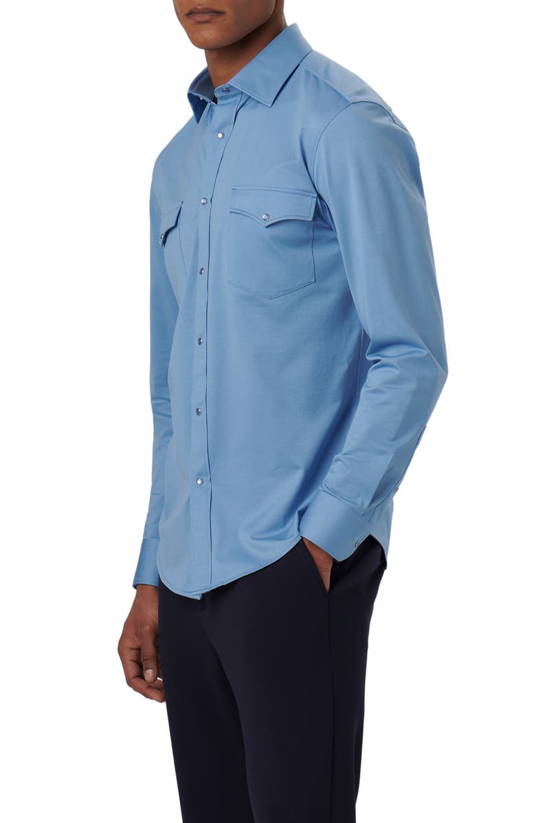 Bugatchi Bill OoohCotton<sup>®</sup> Snap-Up Western Shirt, Alternate, color, Air Blue