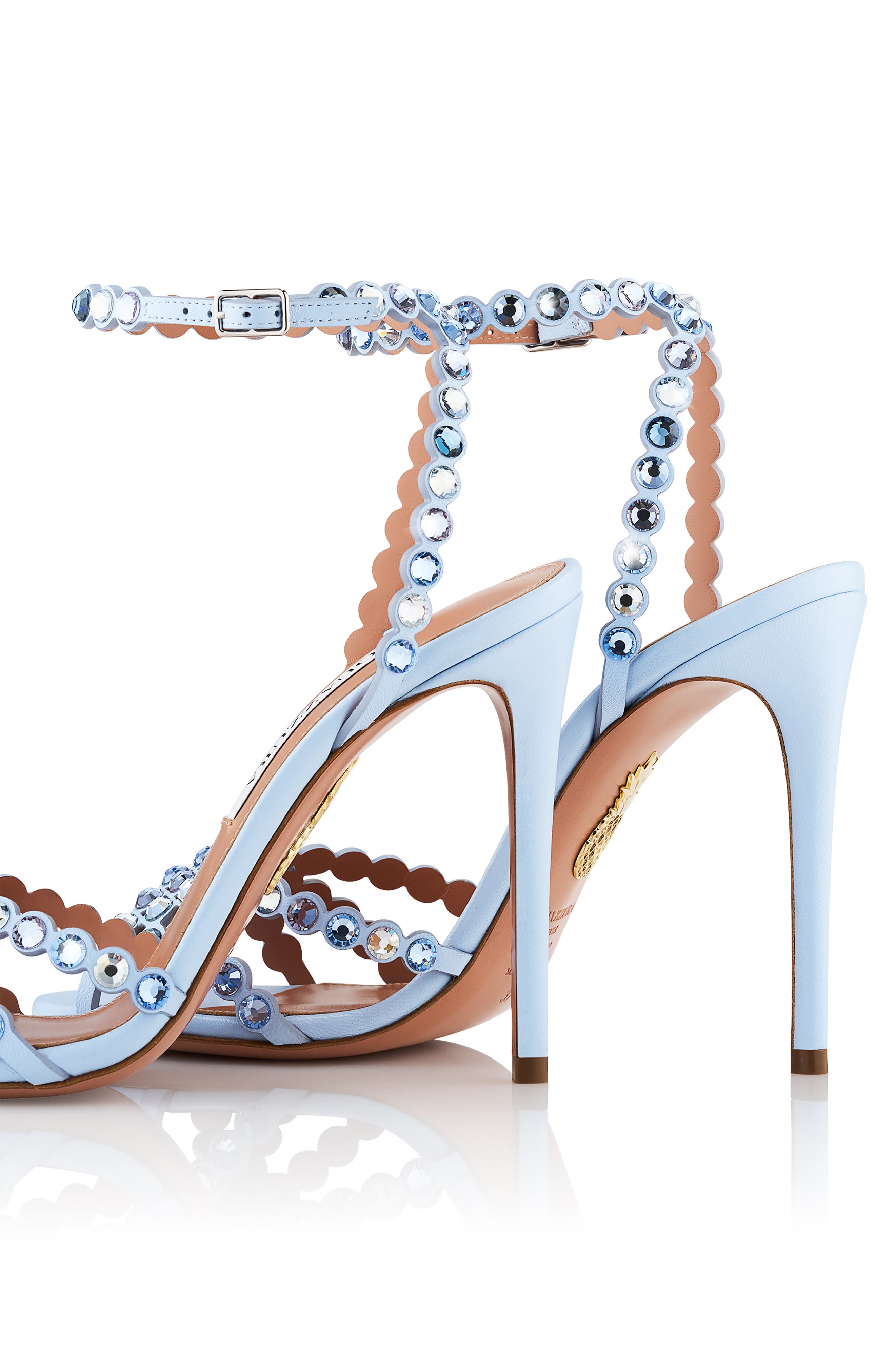 Aquazzura Tequila Crystal Ankle Strap Sandal, Alternate, color, Baby Blue