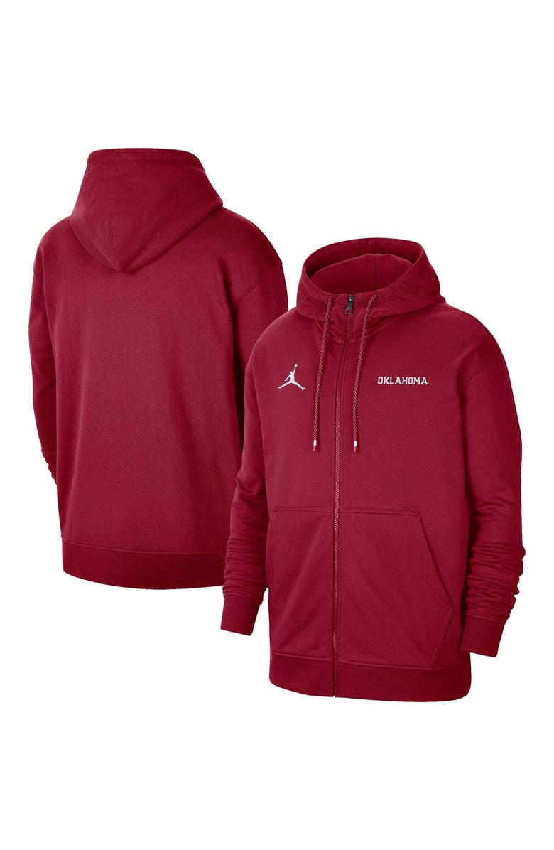 Jordan Brand Men's Jordan Brand Crimson Oklahoma Sooners Travel Fleece Full-Zip Hoodie, Alternate, color, 