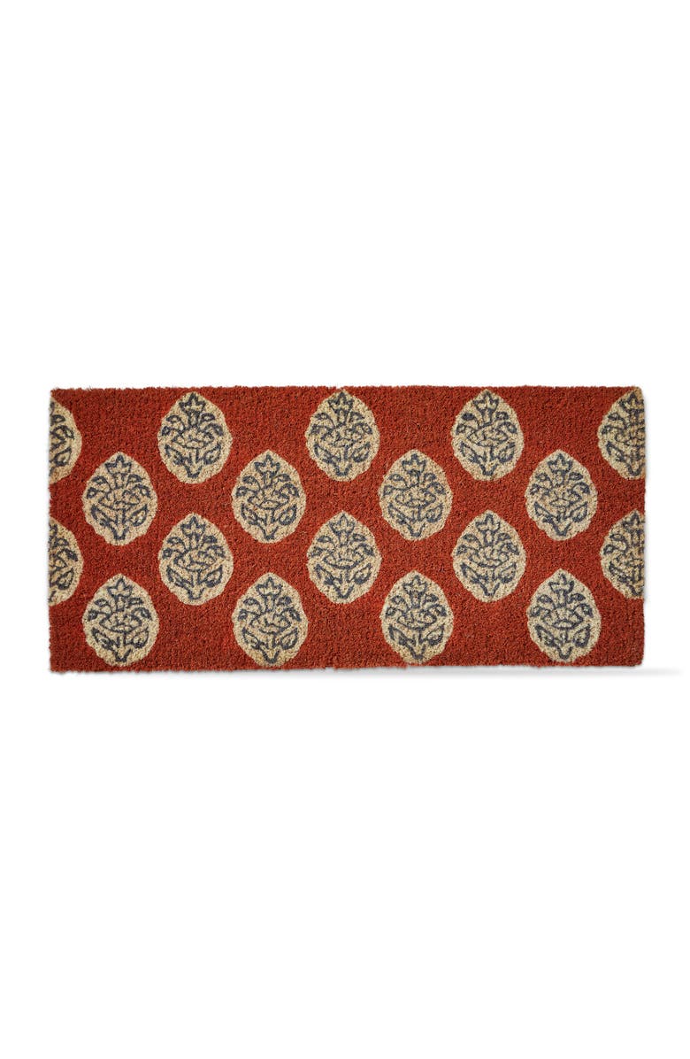 tag Paradiso Blue Block Print Coir Door Mat Red Background, Main, color, Red
