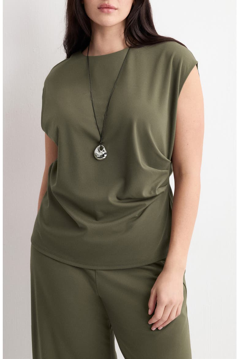 Pleated Top, Alternate, color, KHAKI GREEN