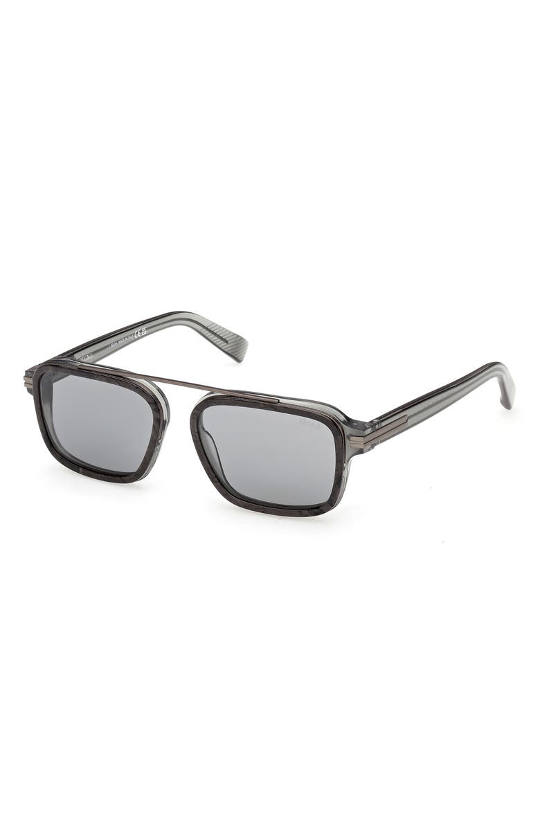 ZEGNA 55mm Geometric Sunglasses, Alternate, color, 