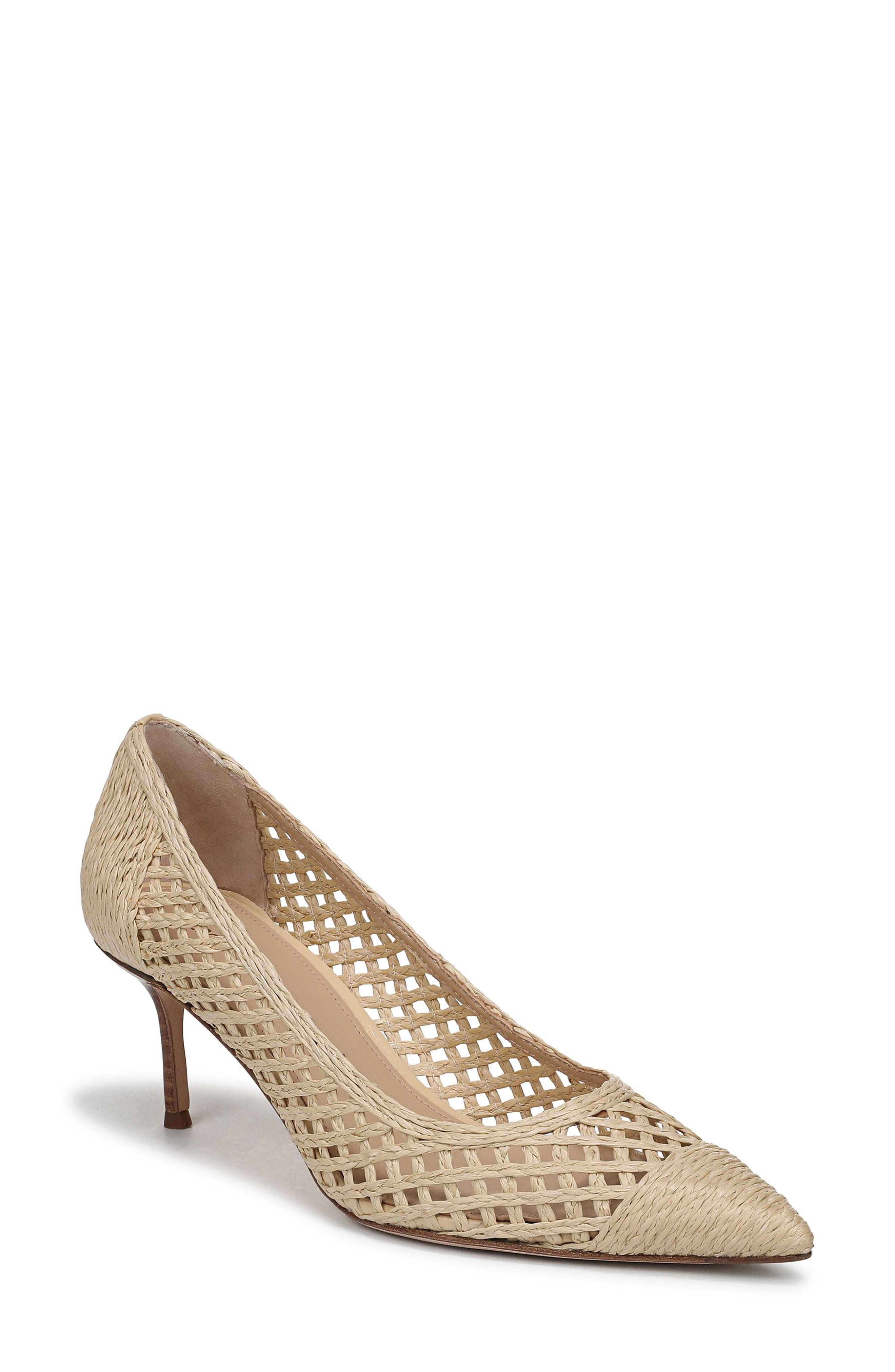 Veronica Beard Rita Raffia Pointed Toe Pump, Main, color, Natural