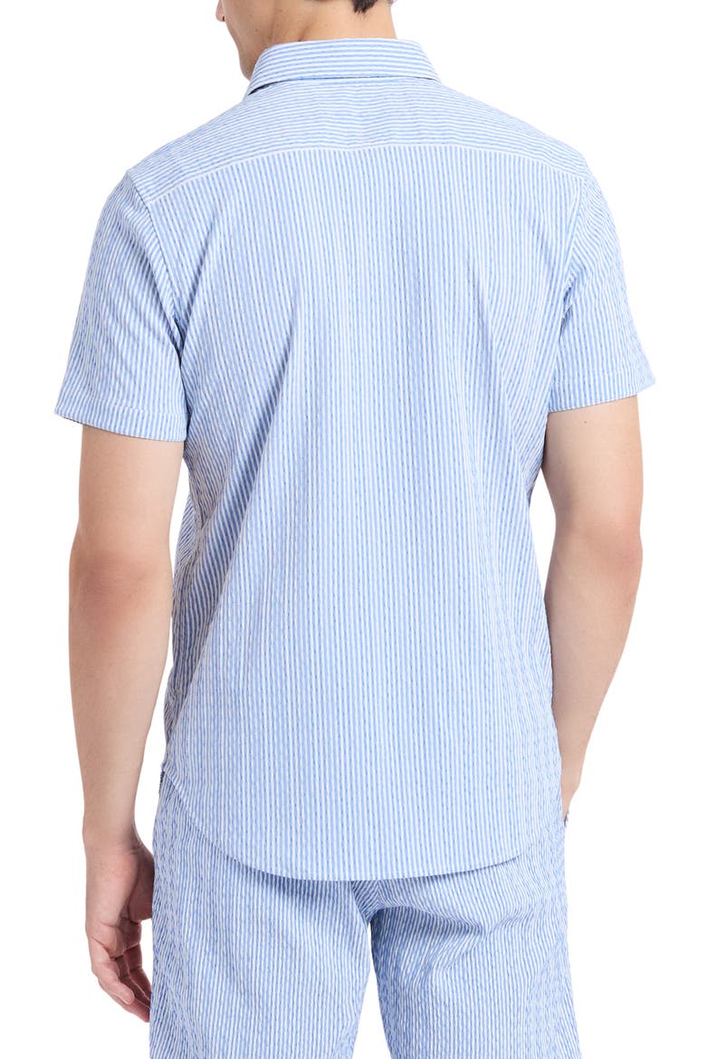 Fornillo Classic Fit Stripe Short Sleeve Button-Up Shirt, Alternate, color, NAVY