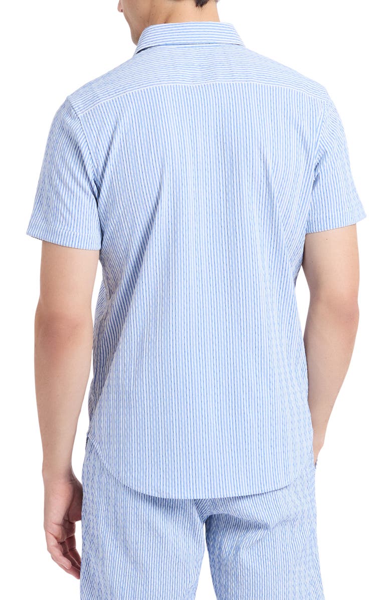 Robert Graham Fornillo Classic Fit Stripe Short Sleeve Button-Up Shirt, Alternate, color, Navy