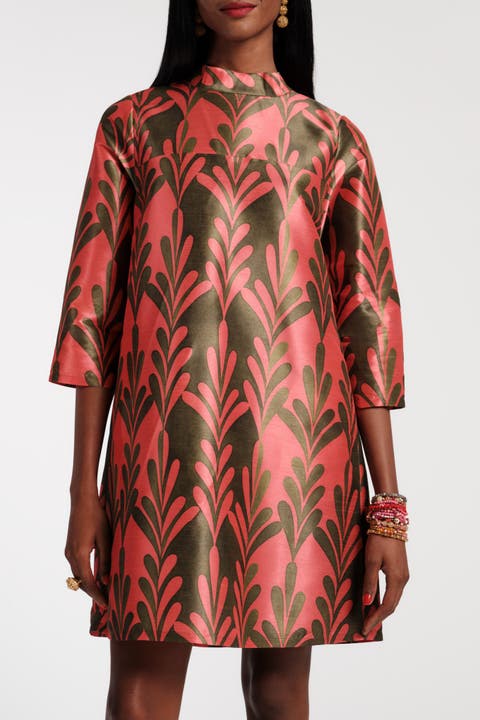 Diplomat Mini Dress Royal Palm Poly Dupion