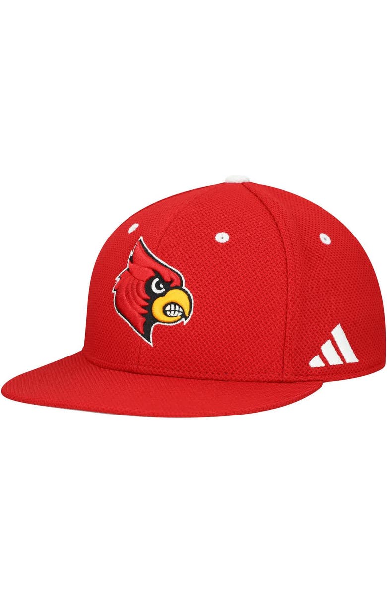 adidas Men's adidas  Athletic Red Louisville Cardinals On-Field Fitted Baseball Hat, Main, color, 
