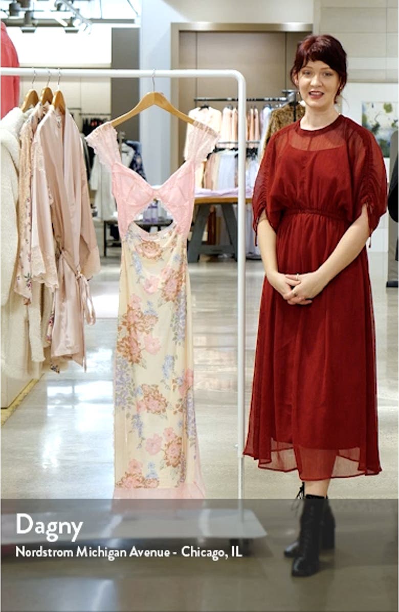 Suddenly Fine Floral Print Cutout Lace Trim Nightgown, sales video thumbnail