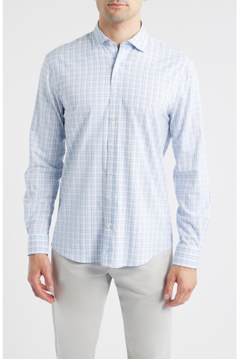 Salvadore Plaid Everyday Performance Button-Up Shirt, Main, color, WHITE