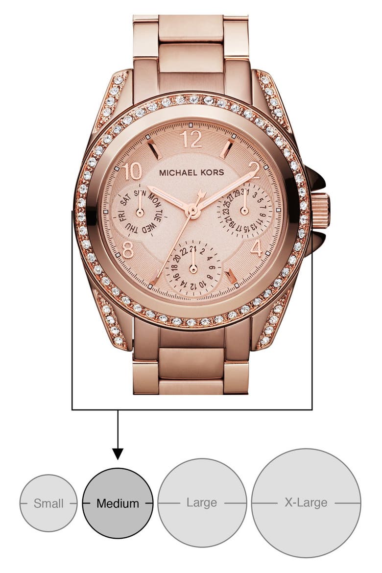 Michael Kors 'Blair - Mini' Multifunction Watch, 33mm, Alternate, color, ROSEGOLD