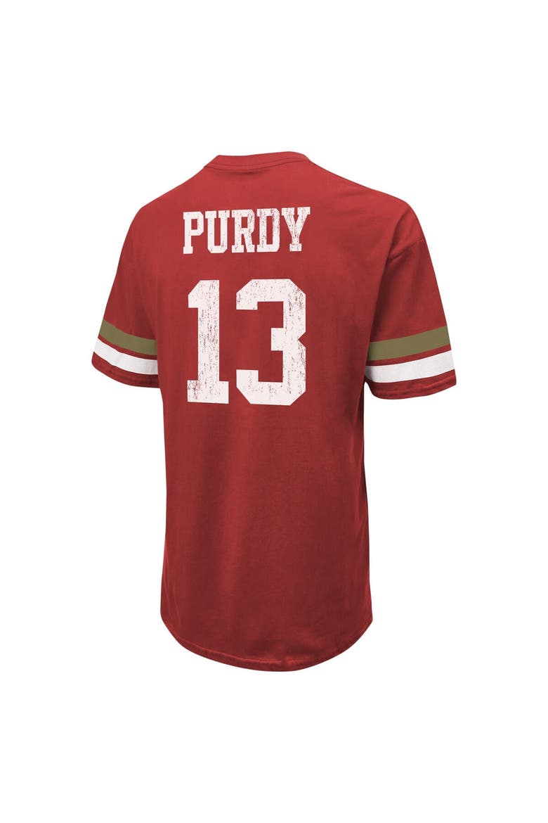 Men's Majestic Threads Brock Purdy Scarlet San Francisco 49ers Name & Number Oversize Fit T-Shirt, Alternate, color, Scarlet