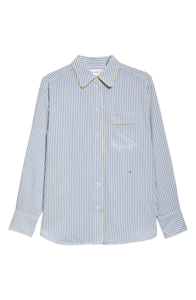 Victoria Beckham Piped Stripe Button-Up Pajama Shirt, Alternate, color,
