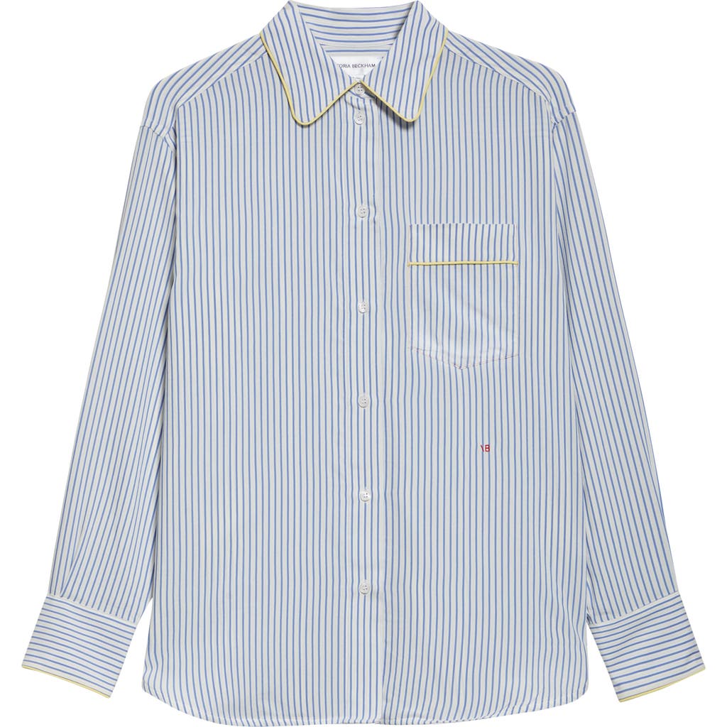 VICTORIA BECKHAM VICTORIA BECKHAM PIPED STRIPE BUTTON-UP PAJAMA SHIRT
