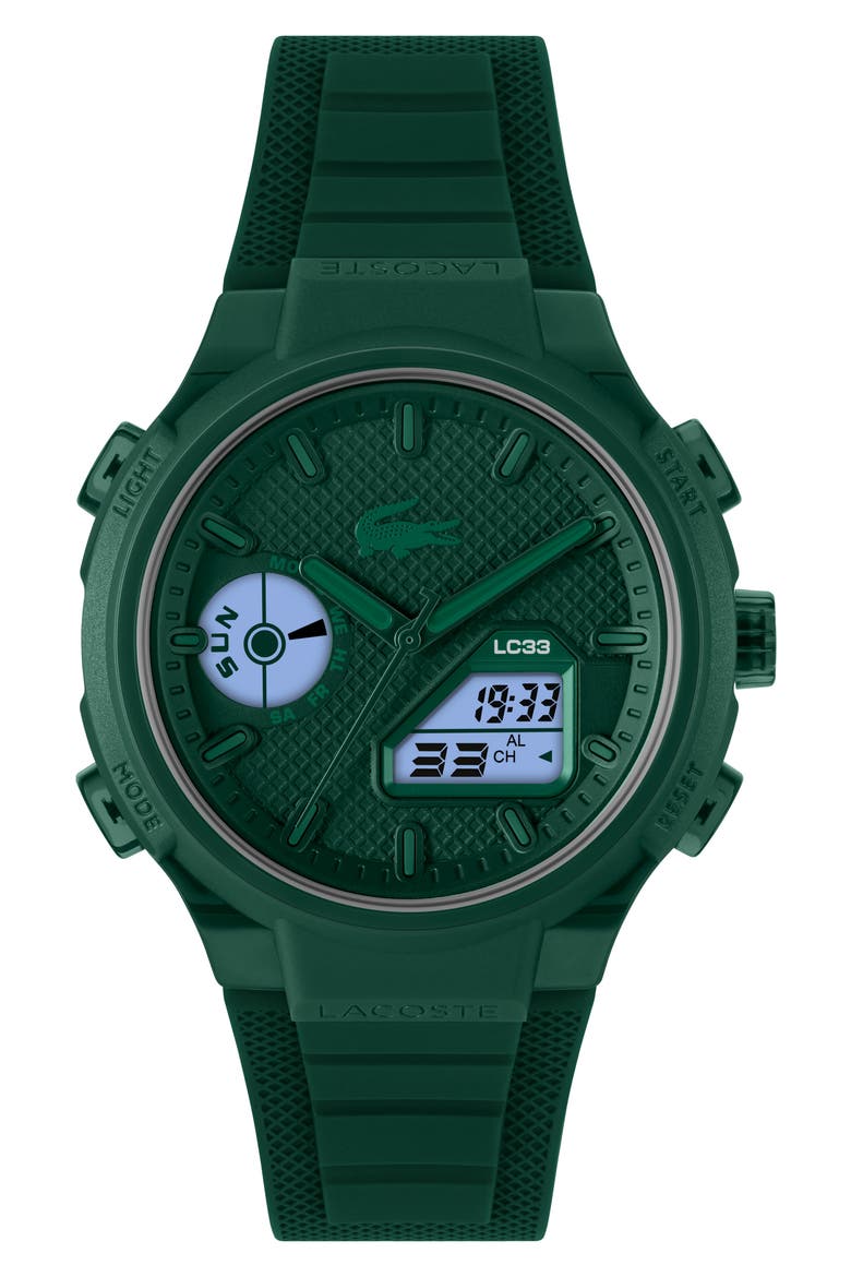 LC33 Silicone Strap Watch, 45mm, Alternate, color, GREEN